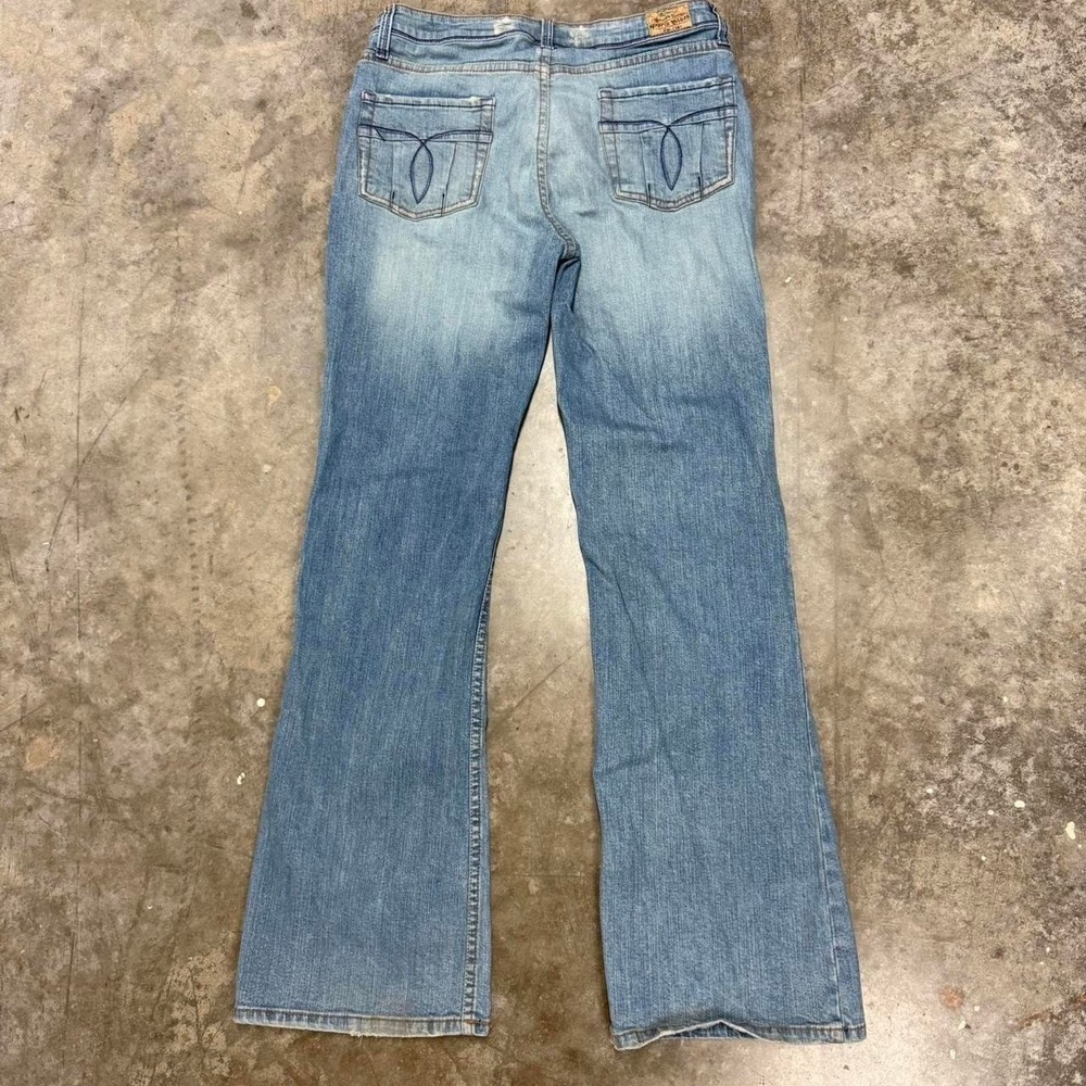 Y2K Paris Blue‎ Light Wash Distressed Flared Jeans 30x31
